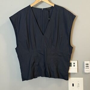 Rag & Bone Top Salute Ines Poplin Sleeveless‎ Cotton Blouse Women's 16 New